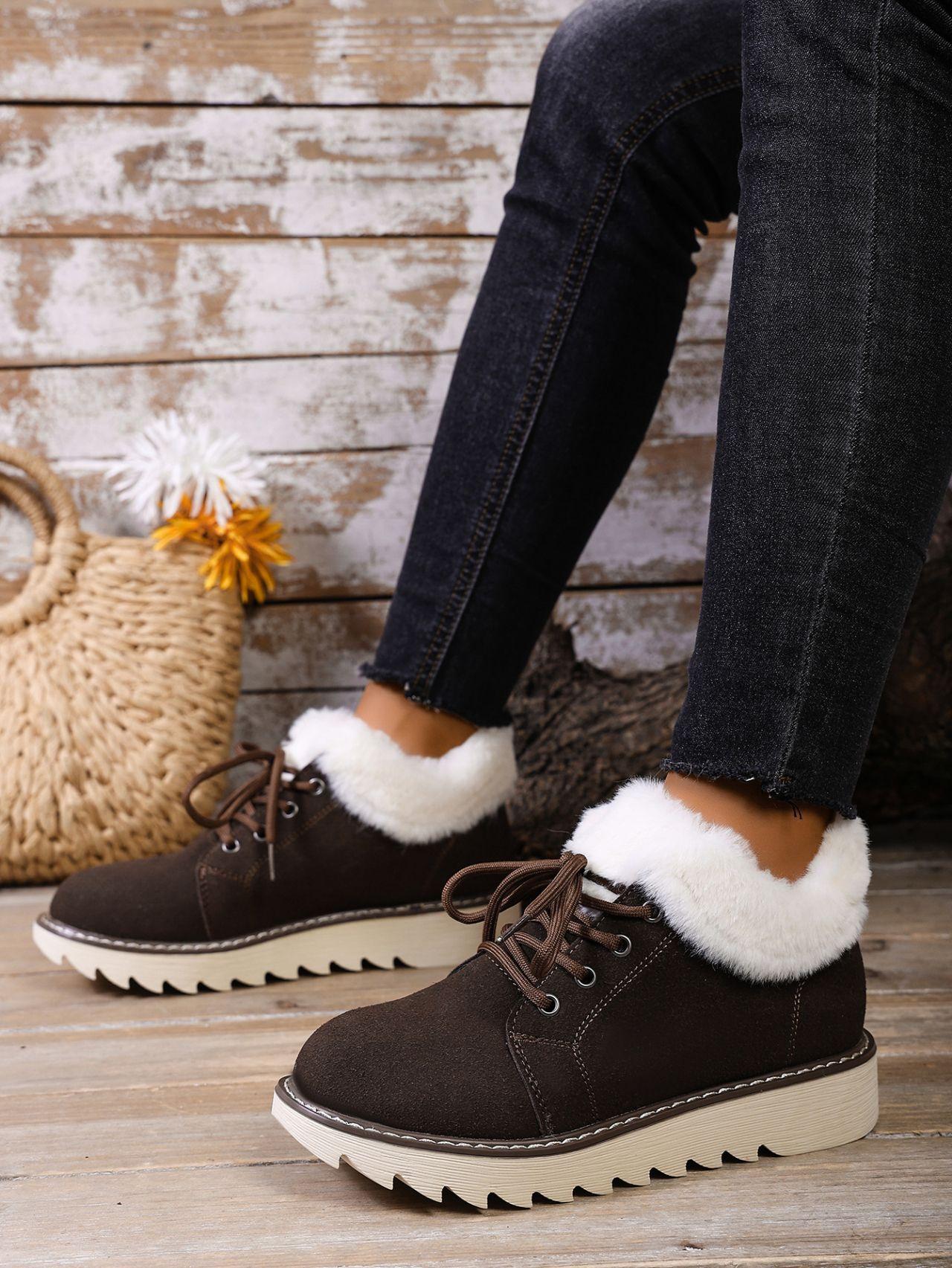 

Внешнеторговые большого размера зимние женские ботинки на шнуровке спереди, новая коллекция, европейский и американский стиль, теплые и с утолщенной хлопковой подкладкой, обувь 43 темно-коричневого