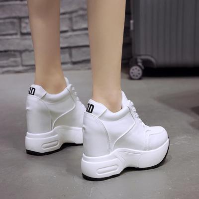 Fashion Women's Ankle Boots 2025 Autumn Leather Chunky Shoes Woman Platform Height Increased Sneakers 11CM Thick Sole Wedges White Boots