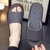 Summer linen slippers men's home indoor soft bottom floor non-slip breathable home fabric cool slippers women's summer