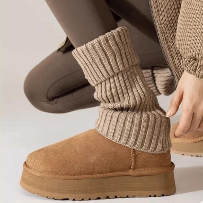 Winter Fashion Boot Socks, Cozy White Slouchy Knit Cuffs to Style Your Snow Boots, Versatile Leg Warmers for Cold Weather