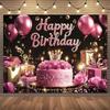 1 τεμάχιο Banner 'Happy Birthday' Ροζ Χρυσό Γκλίτερ Κομψό Θέμα Πάρτι Υφασμάτινο Φόντο, διακόσμηση σπιτιού