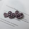 Korean Style Rhinestone Heart Bow Hair Clip for Women