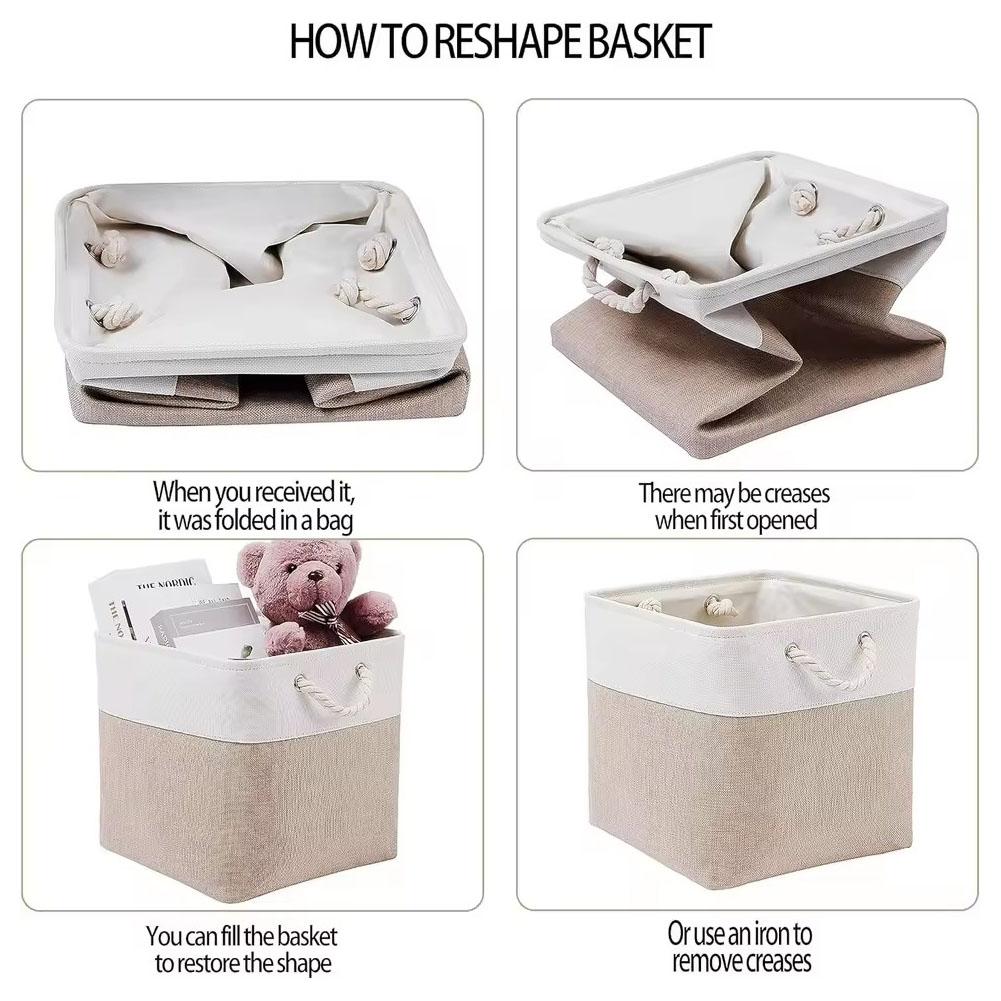 Foldable Storage Cubes Bins for Home Collapsible Fabric Storage Baskets with Ropes Office Closet Clothes Toys Organizer