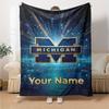 Name Custom Michigan Print Flannel Blanket High Quality Warm Comfortable Cover for All Seasons Perfect for Gifts Home Decor