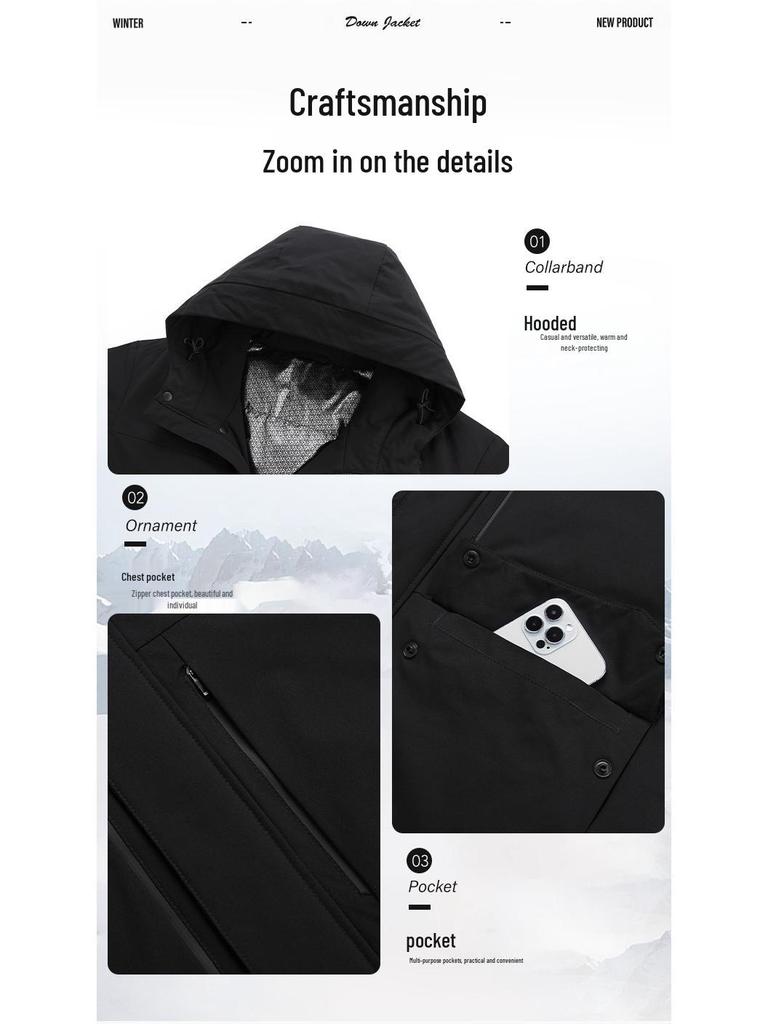 Men's Winter Hooded Warm Down Jacket - Versatile Double-Open Fashion Windbreaker