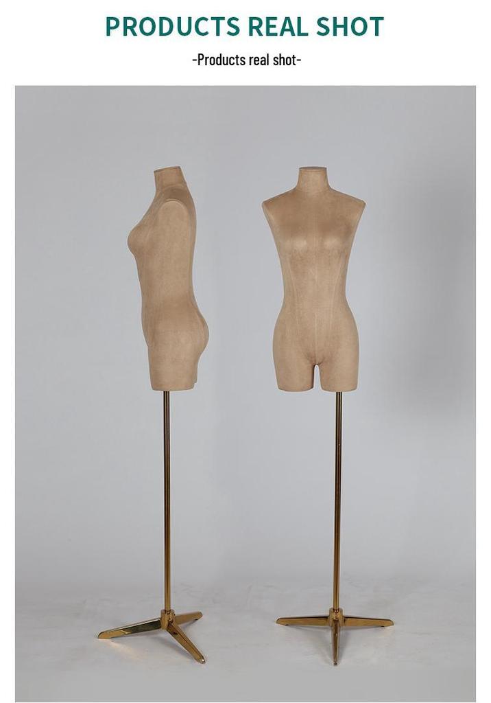 Flocked Fabric Half-Body Asian Mannequin for Underwear Display