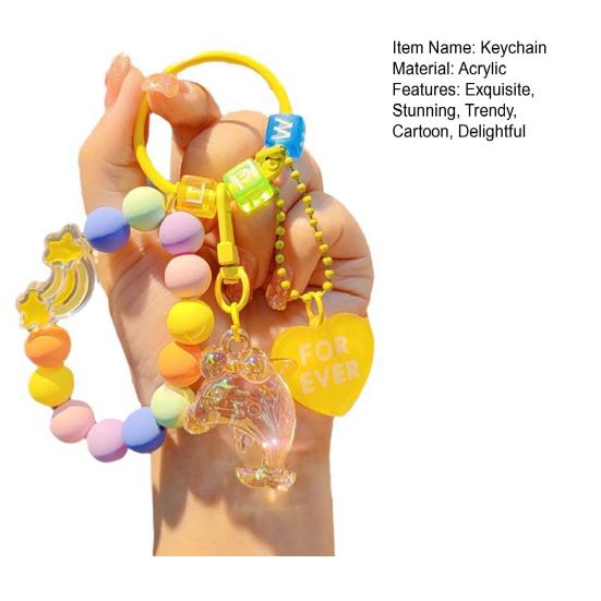 Wrist Strap Phone Chain Beaded Charm for Women Cute Dolphin Animal Keychain Anti-Lost Bracelet Lanyard for Cell Phone Bag Purse