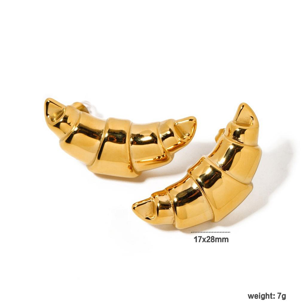 Jewelry horn stud earrings niche design fashionable versatile earrings stainless steel gold-plated stud earrings women