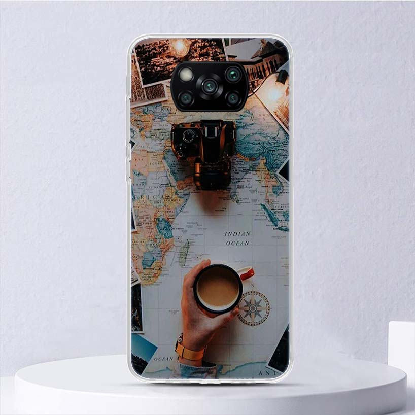 World Map Travel Plans Soft Case For Xiaomi Poco X7 X6 X5 X4 X3 Nfc F7 Ultra F6 F5 Pro Phone Cover F4 Gt F3 M5S M4 M3 M5 M6 Coqu