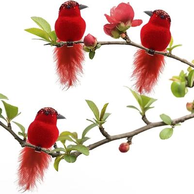 3 Stücke Künstliche Rote Vögel Imitation Vögel Clip-On Cardinals Gefiederte Vögel Weihnachtsbaum Ornament Schaum Weihnachten Garten Dekor