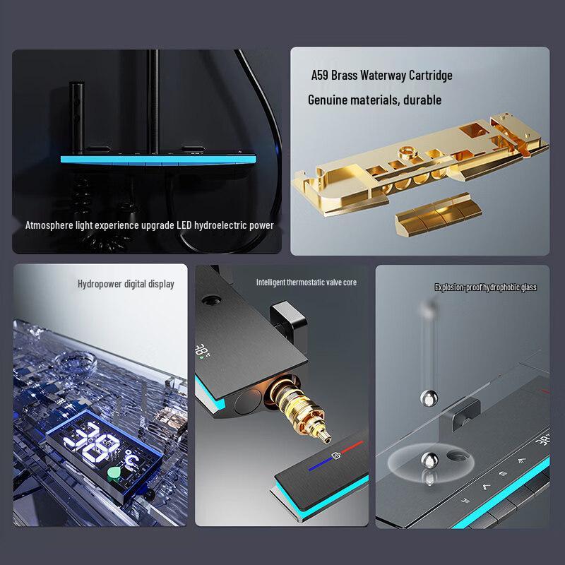 Thermostatic Digital Display Shower Set with Ambient Light