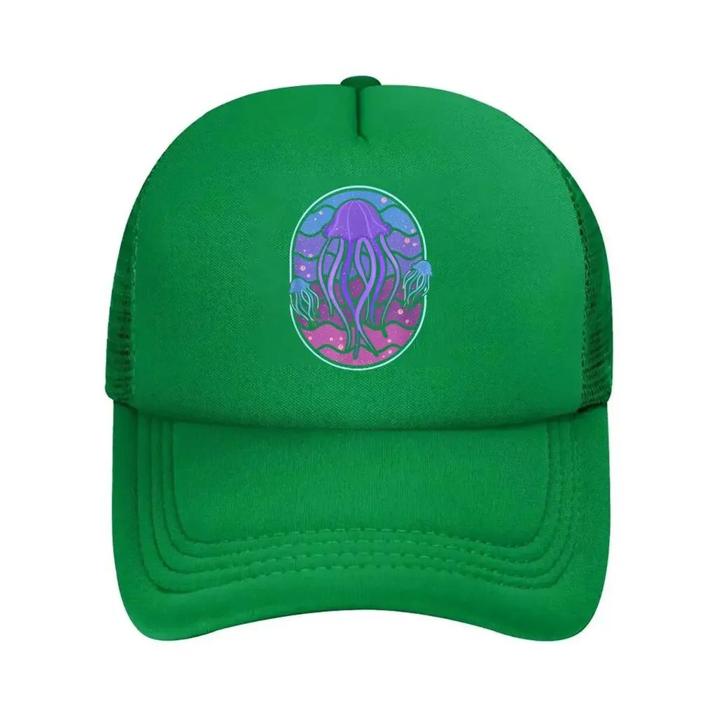 Colorful Jellyfish in an Underwater  themed Illustration Mesh Baseball Cap