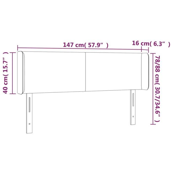 VidaXL Tête de Lit à LED Meuble de Chambre à Coucher Accessoire de Lit Double Tête de Cadre de Lit Intérieur Gris Foncé 3123005