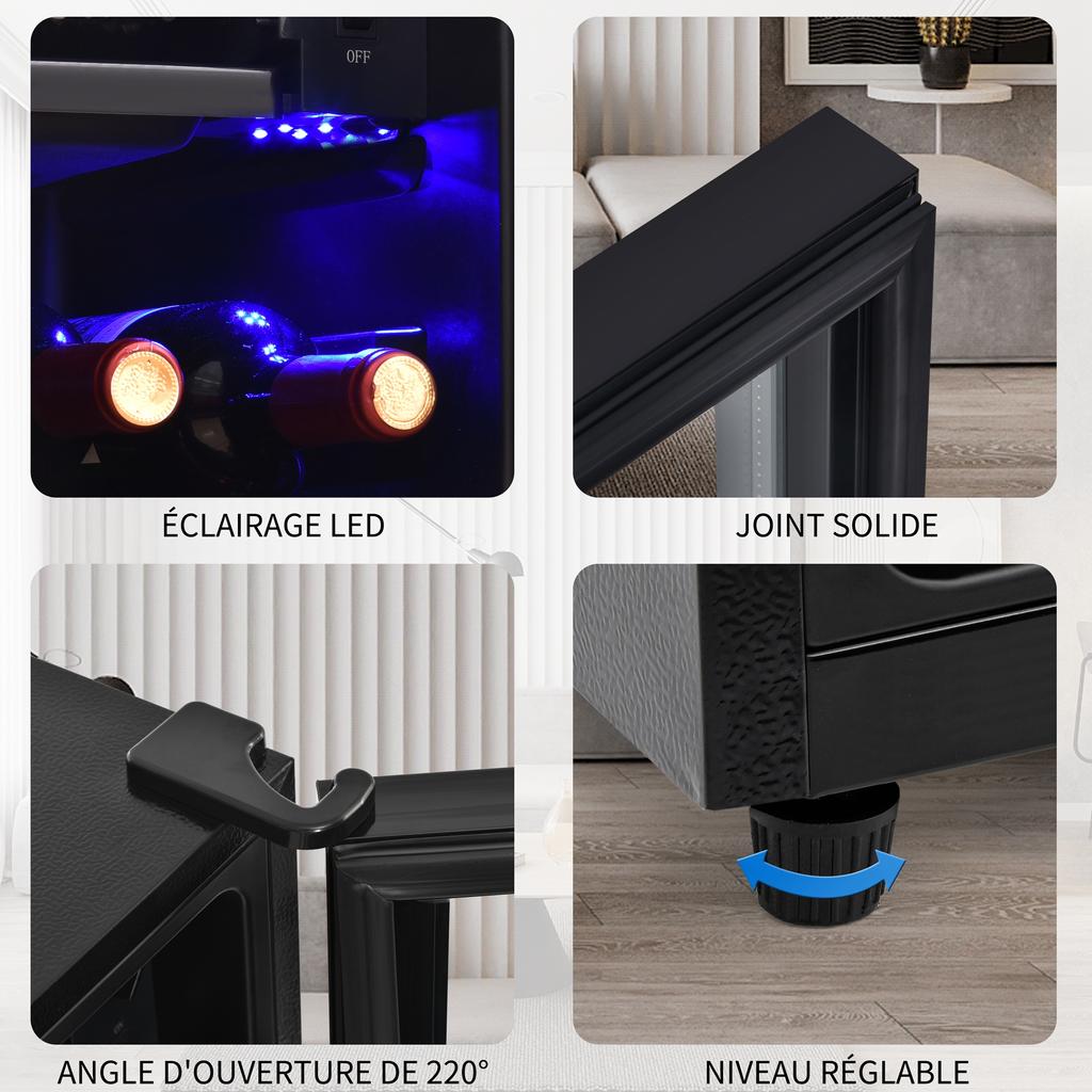 76L Mini Fridge, 6L+70L, LED Light, Holds 51 Cans Lemonade, Water, Beer or Wine, Compressor Cooling System, Energy-Efficient, Adjustable Shelves
