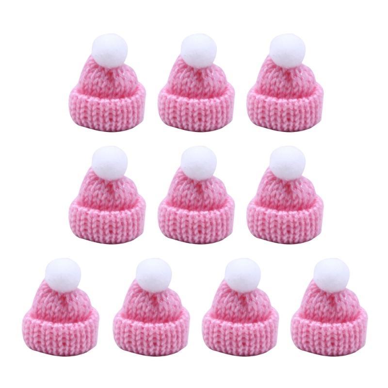 Bundle of 10 Mini Knitted Hats Clothing Accessories DIY Decorative Crafts House