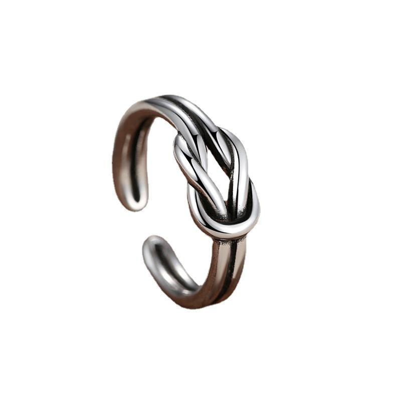 New Korean-Japanese Retro Knot Adjustable Finger Ring for Women - Hip Hop Style