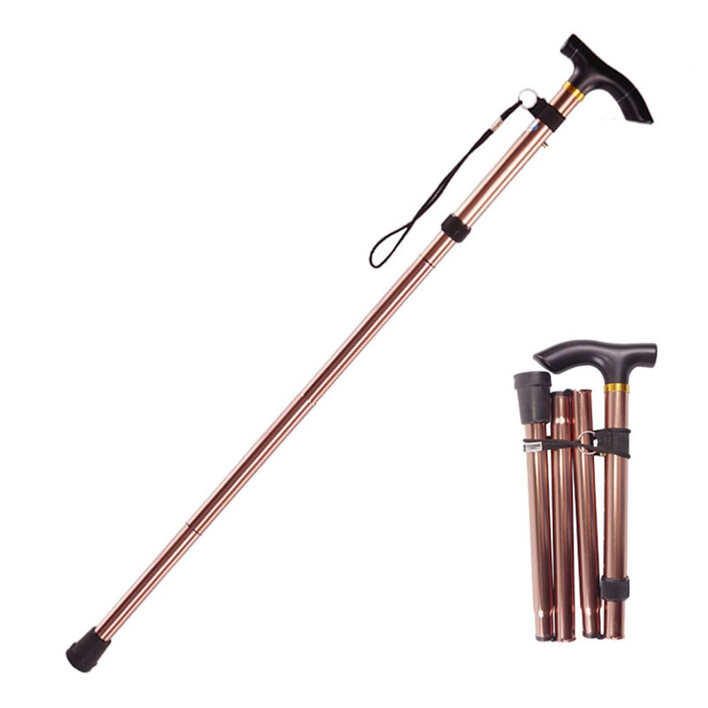 Folding Walking Stick Aluminum Alloy Crutches Non Slip Telescopic Crutches for Elderly Brown 82 92cm   32.3 36.2in