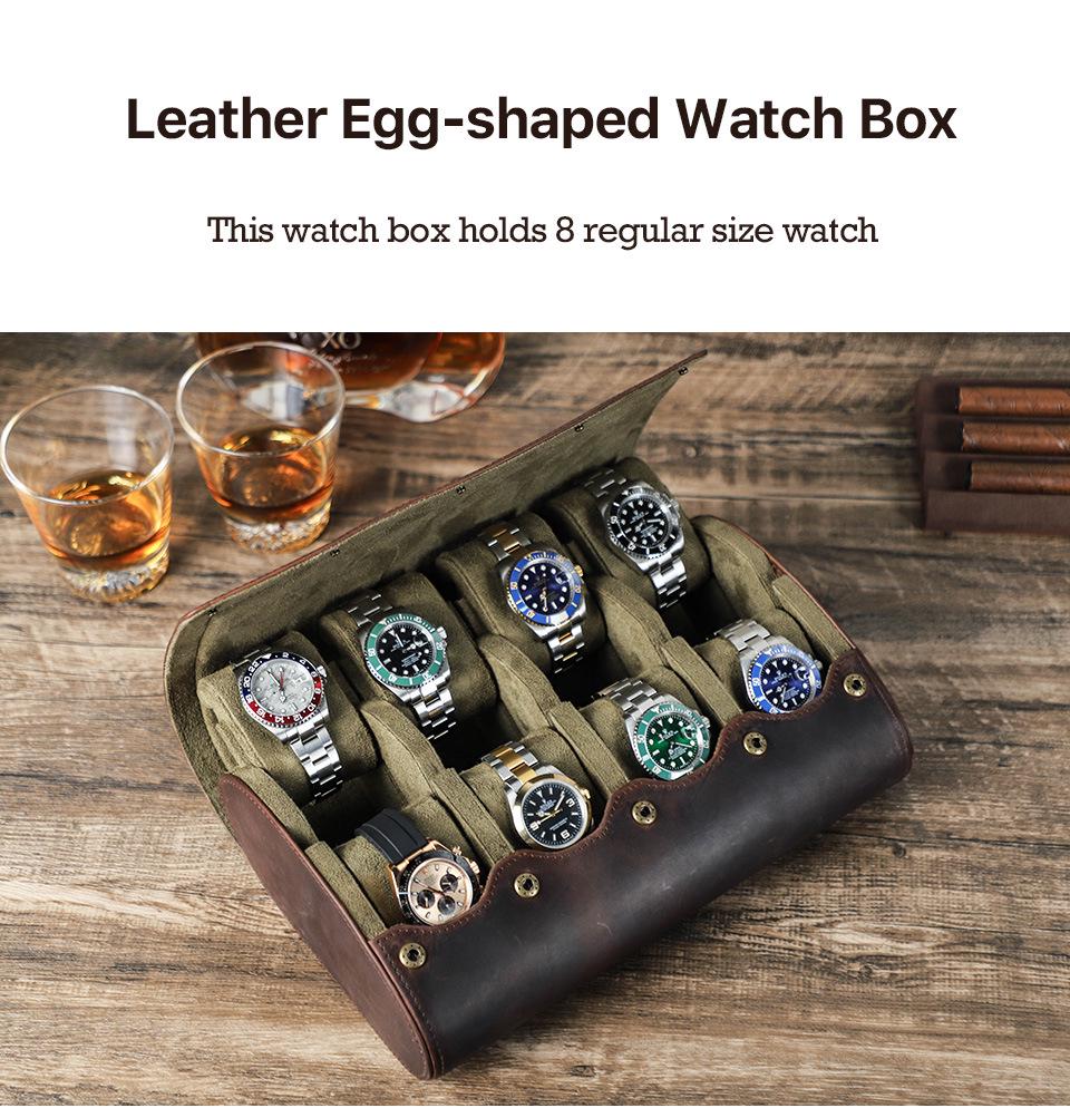 Retro-Acht-Bit-Stil Echte Leder-Uhrenaufbewahrungsbox