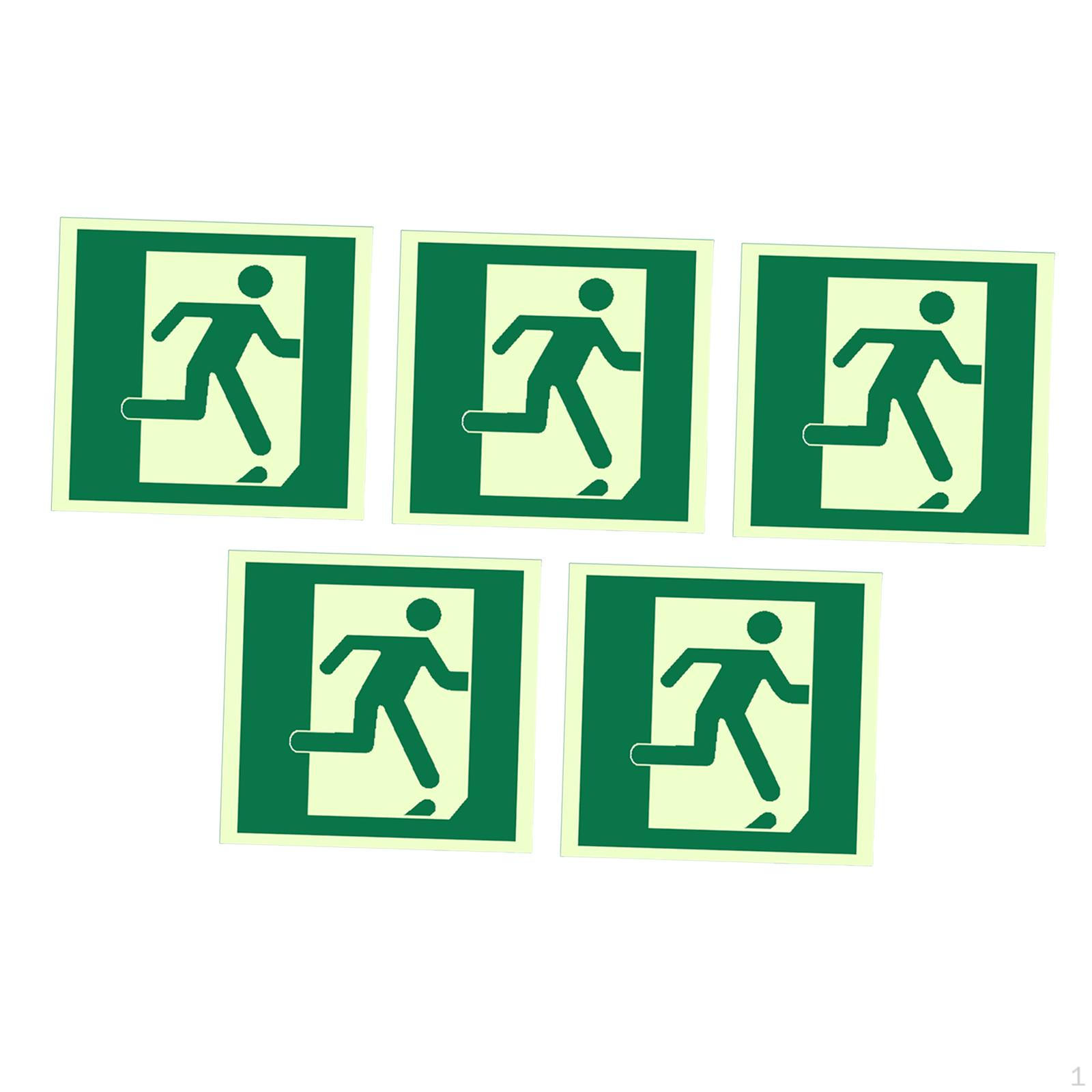 

5 штук Наклейки знака аварийного выхода Светящиеся в темноте ПВХ наклейки Самоклеящиеся для бара офиса