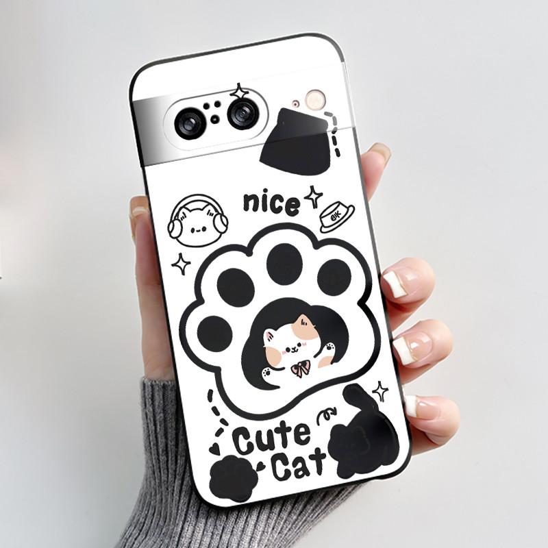 Casing For Google Pixel 8 Pro 8A Case Aesthetic Fashion Cute Cat Soft Silicone Shockproof Back Cover Ultra Slim Thin Phone Case