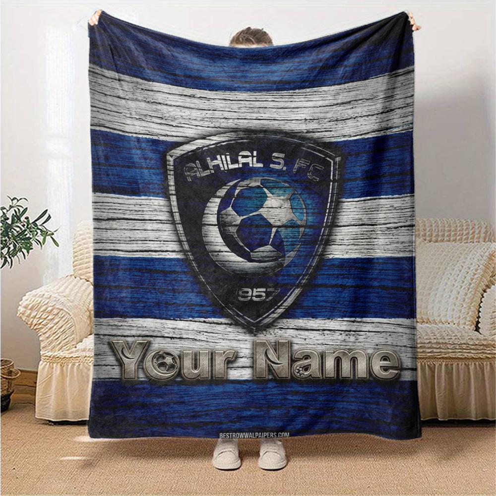 Name Custom Al-Hilal Print Flannel Blanket High Quality Warm Comfortable Cover for All Seasons Perfect for Gifts Home Decor
