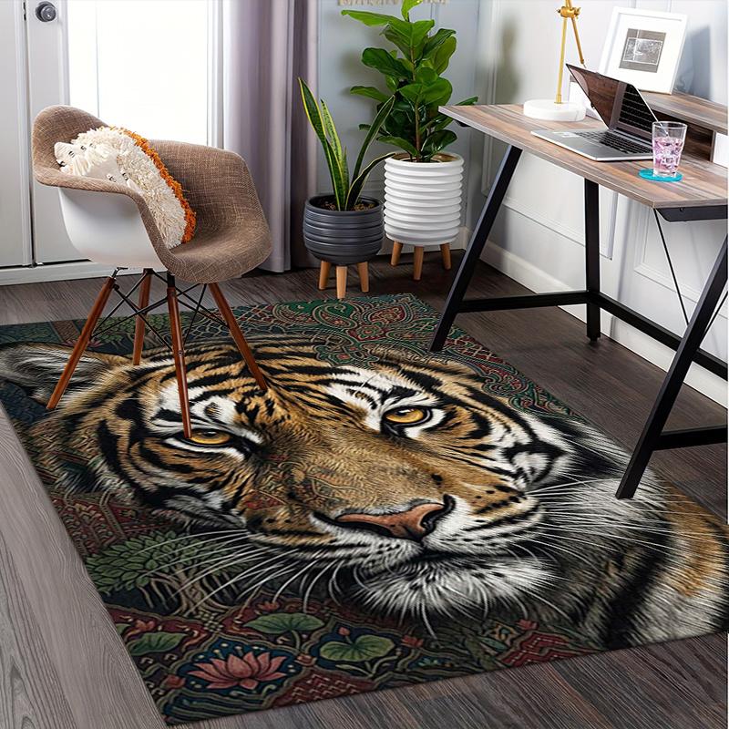 Tiger,Ornate Pattern Pattern Printed Chair Mat -Decorative Mats for Office Tables,Coffee Tables - Durable and Fashionable Carpet0331014 100cm x 120cm