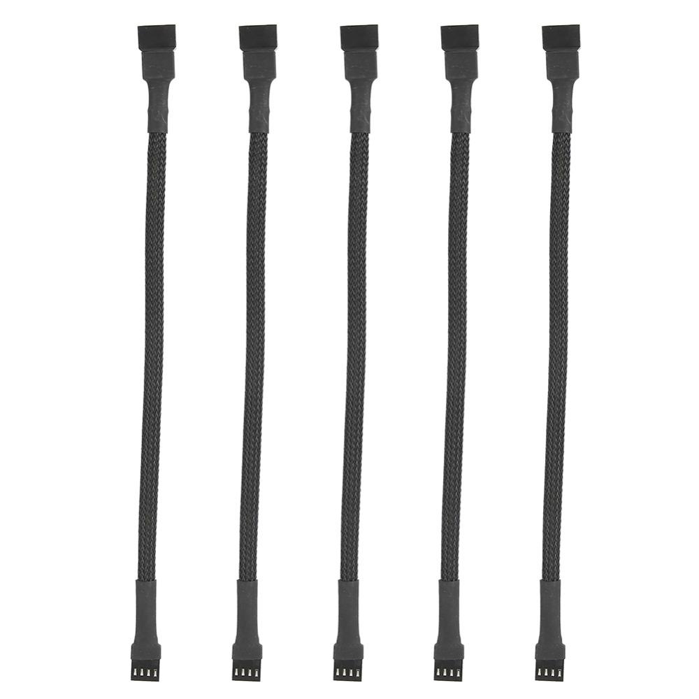 5PCS Braideds Rope Extension Cable 4-Pin PC Fan Cable Practical PWM Fan Cable  CPU Cooling