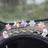 7pcs Cute Car Rearview Mirror Accessories, Funny Bunny Car Ornament, Shaking Spring Sunflower Dashboard Decorations, Interior Decor Christmas