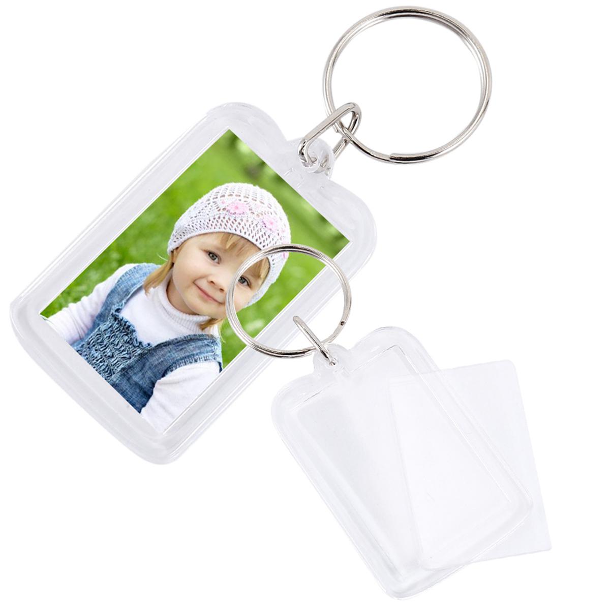 

100/200Pcs Transparent Photo Frame Keychain Tassels Snap-In Custom Insert Photo Acrylic Blank Keyring ClearBlank Picture Pendant 100Pcs белый