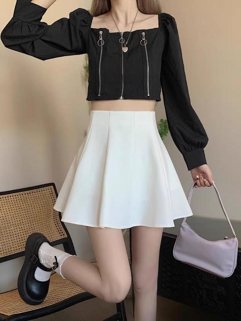 High-Waisted Drapey Pleated Skirt - Women's Spring/Summer Fairy Academy Style Skirt