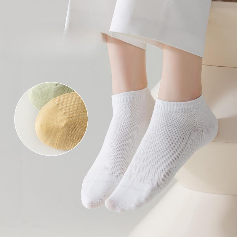 5 Pairs Soft Women Solid Color Ankle Sock Breathable Sweat-Absorbent Comfortable Cotton Low Cut Sports Socks High Quality Female Socks