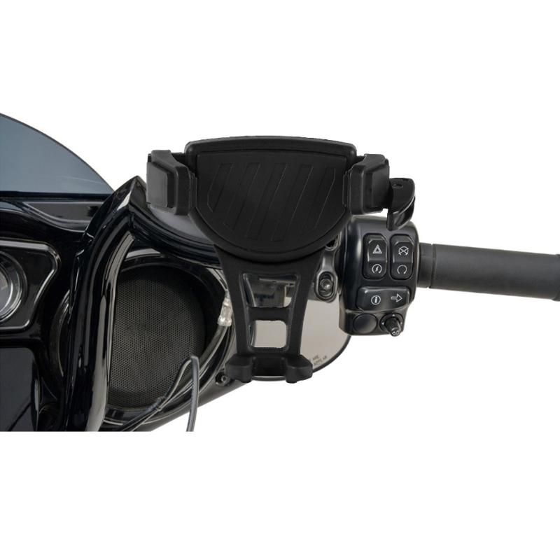 Innovative Offset Base Motorcycle Phone Mount with 360 Rotation Metal Plastic Phone Support for Stable Navigation View