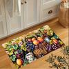 Rustic Country Fruit Wine Bath Kitchen Mat Grape Peach Wicker Basket Floral Wine Glass Art Design Anti Slip Washable Doormat
