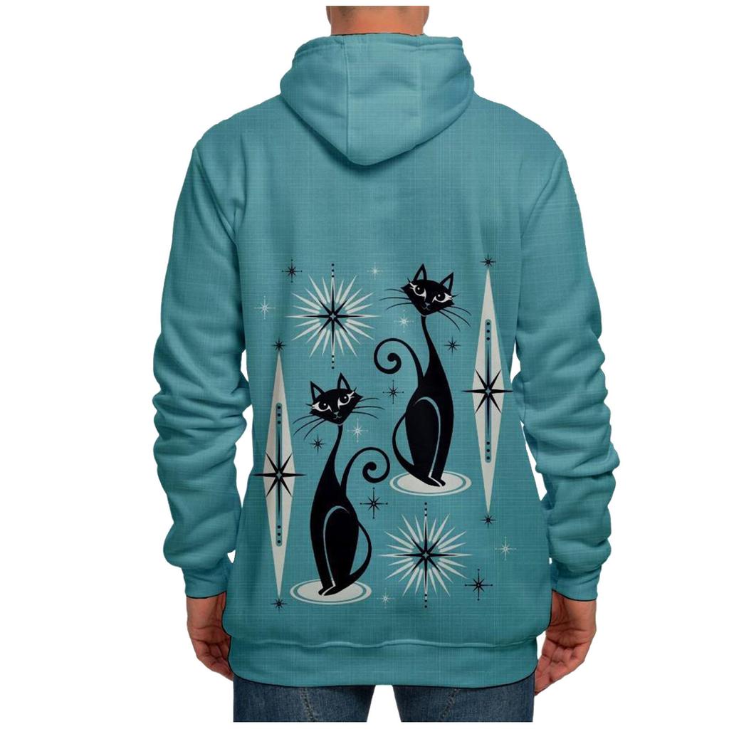 Volný pánský a dámský svetr s dlouhým rukávem a kapucí s módním potiskem