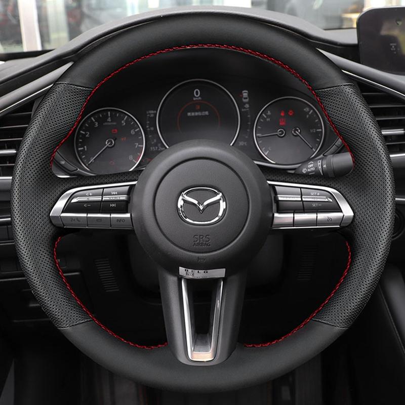 DIY Car Steering Wheel Cover 100% Fit For Mazda 3 Axela    CX-30 MX-30   Auto Interior Accessories
