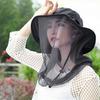 Mosquito Head Net Hat Sun Protection Bucket Hat with Hidden Net Mesh Foldable Fly Protection Netting Hat for Outdoor Fishing Hiking