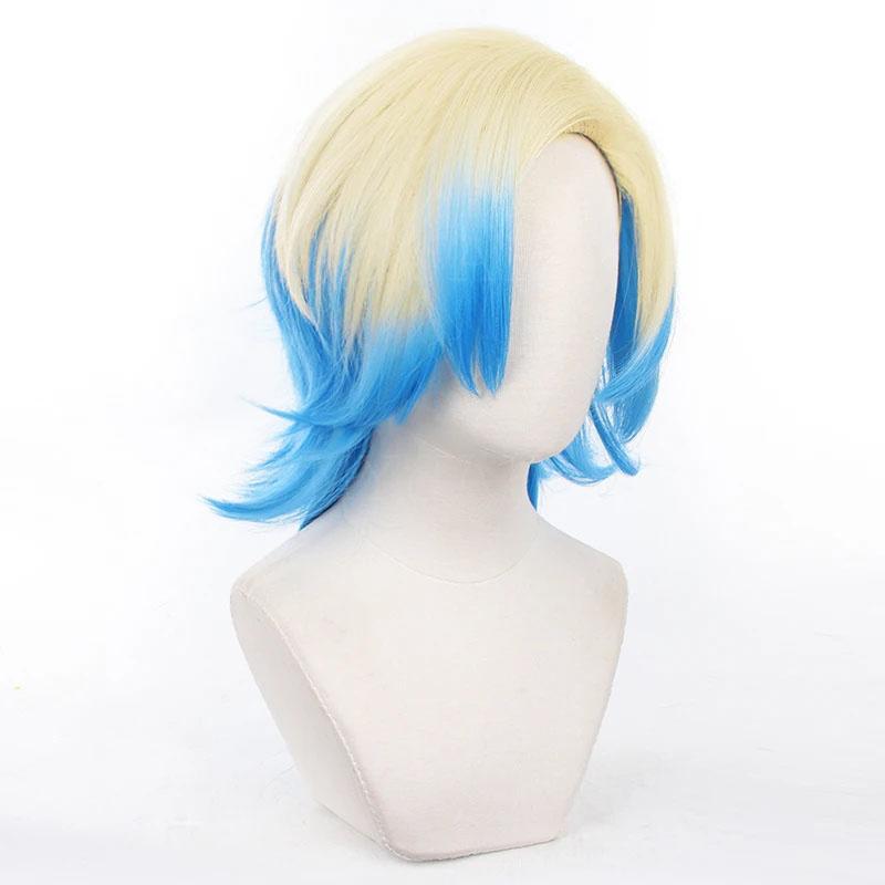 Wysokiej Jakości Anime Blue Lock Michael Kaiser Cosplay Peruka 60 cm Gradient No.10 Gracz Peruki Włosy Odporne Na Ciepło + Peruka Czapka