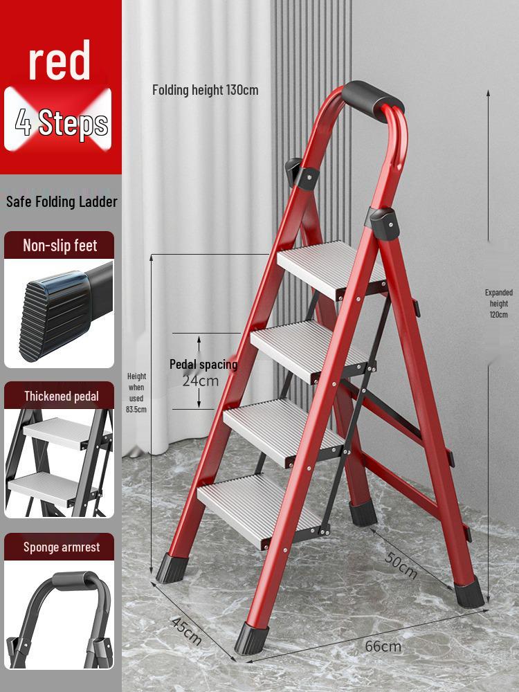 German Aluminum Alloy Telescopic Folding Ladder - Safe and Convenient A-Frame for Household Use