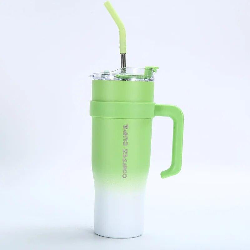 

40oz/1200ML Double Layer Handle Ice Bar Cup 304 Stainless Steel Vacuum Insulated Car Travel Mug Large Capacity Thermal Tumbler 1.2L