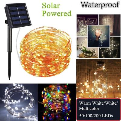 Solar Powered  LED String Lights Fairy Garland Waterproof 20M 10M 5M Copper Wire for Christmas New Year Decoration Garden Lamp