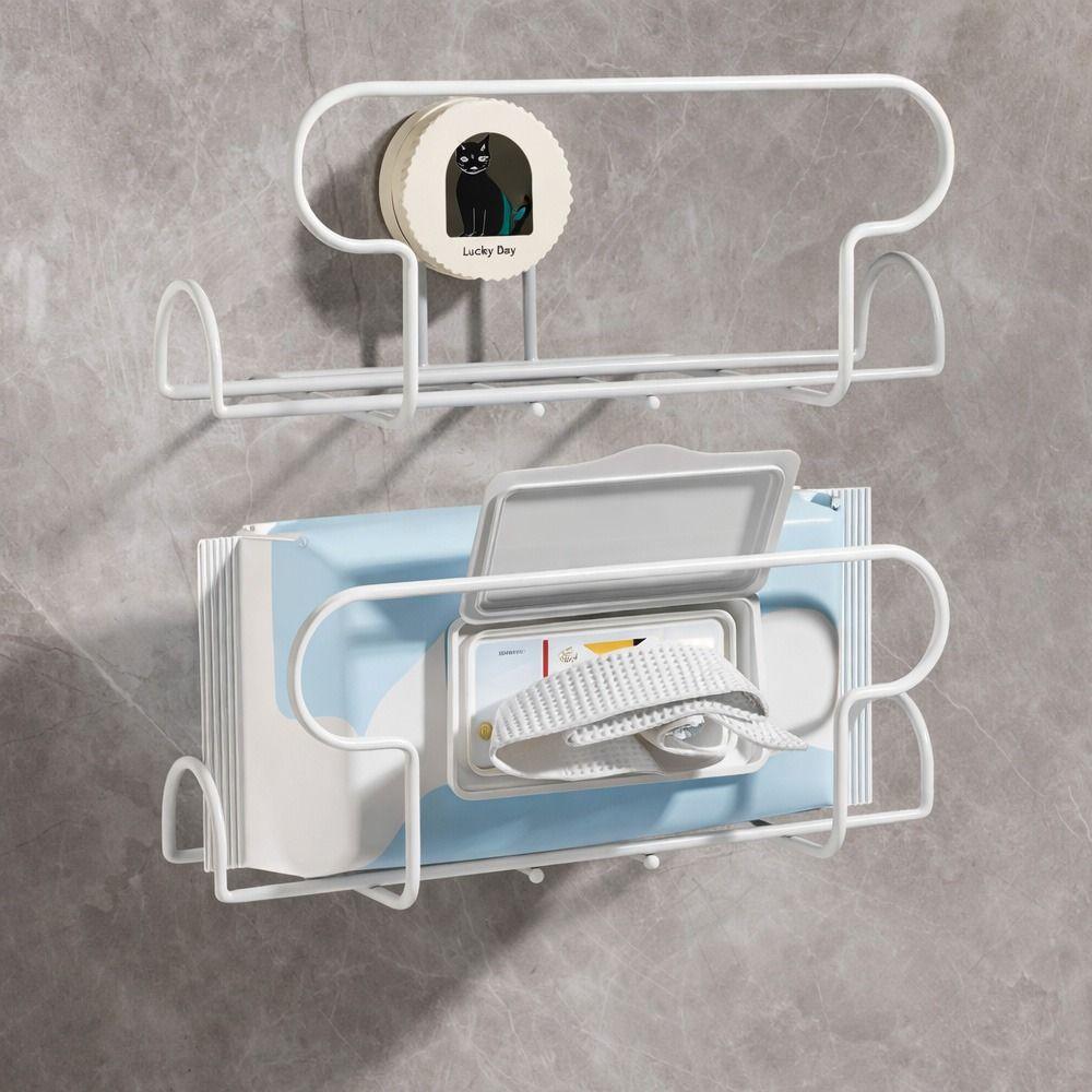 No Drill Wet Wipe Storage Rack Iron Face Towel Storage Box Paper Towel Holder  for Kitchen