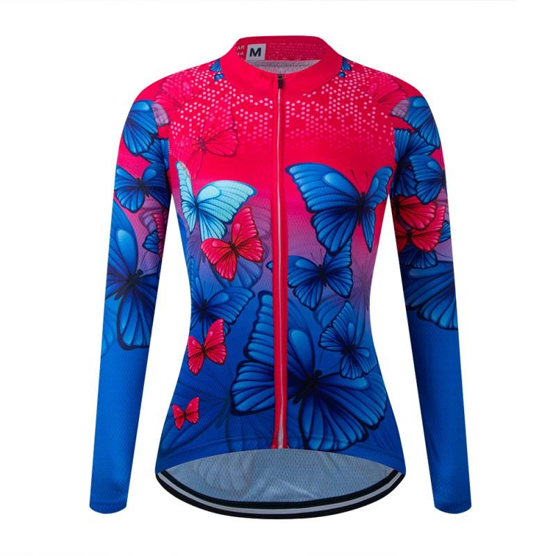 Womens Long Sleeve Cycling Jersey Breathable Quick Dry Mountain Road Bike Top