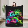 Monster Truck Retro Colorful Graffiti Shirt Flannel Blankets Winter  Soft Durable Throw Blanket for Child Couch Bed