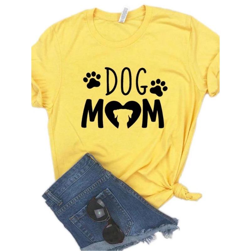 Women T Shirt Dog Mom PAW Print Tshirt Women Short Sleeve O Neck Loose T-shirt Ladies Causal Tee Shirt Clothes Tops