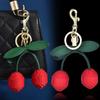Leather Cherry Keychain With Fruit Pattern For Girls And Handcrafted Style
