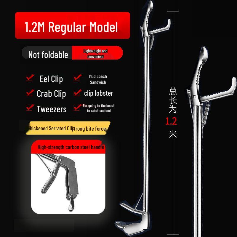 Telescopic Anti-Bite Stainless Steel Hook Pliers for Outdoor Use – Grabber & Beach Combing Tool.