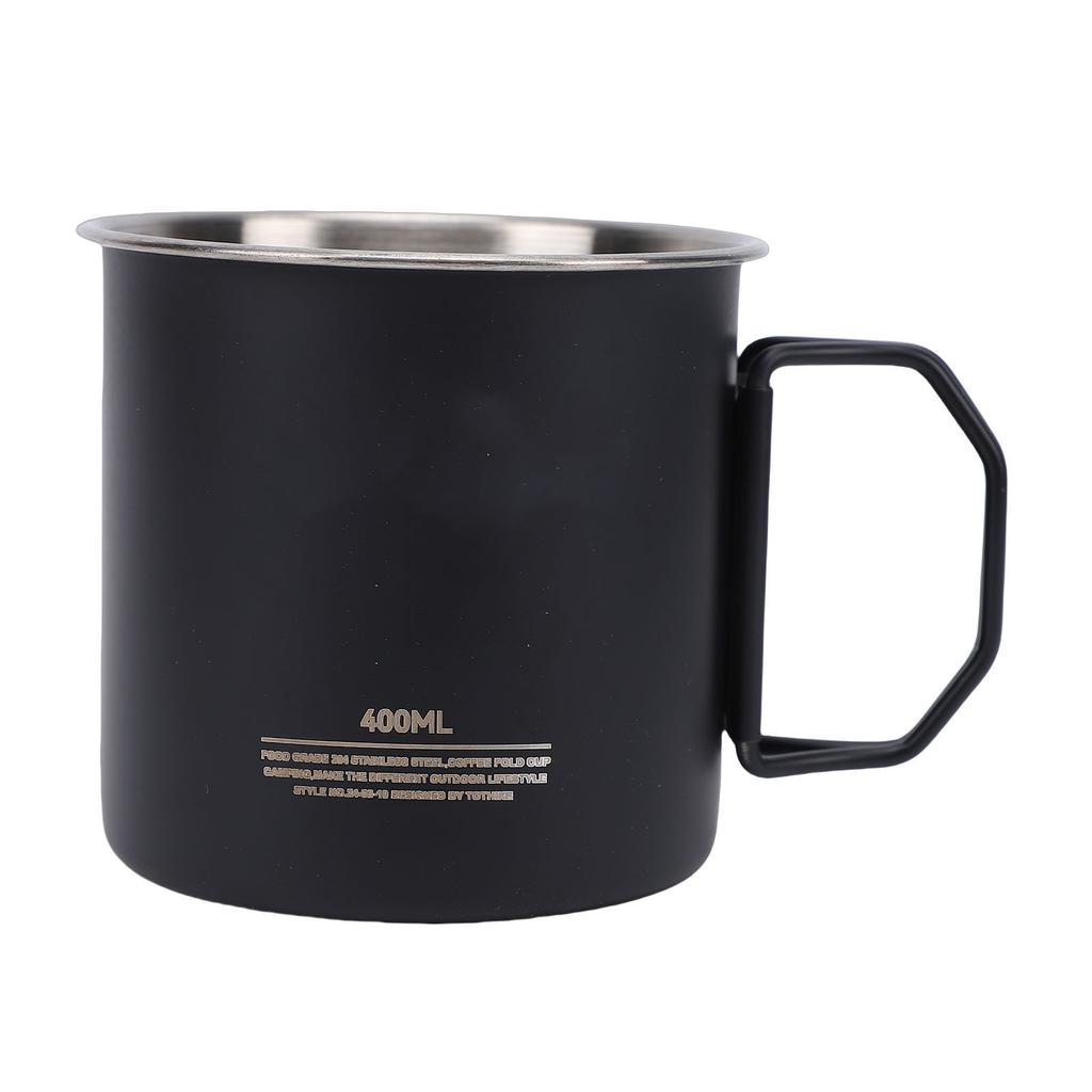 304 Stainless Steel Camping Mug Outdoors Cup with Foldable Handle 400ml for Backpacking Hiking Picnic Fishing