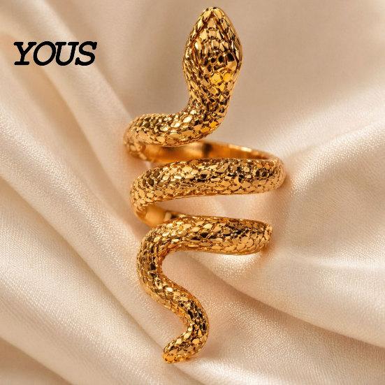 Wrapped Snake Design Ring Exaggerated Print Finger Band, Adjustable Open Ring, Flexible Size Three-Dimensional Winding Animal for Jewelry Gift
