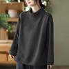 Autumn Winter Plus Velvet Thick New High Neck Long Sleeved Base Shirt Women's Loose Top Plus Size Fat MM Casual Sweatshirt