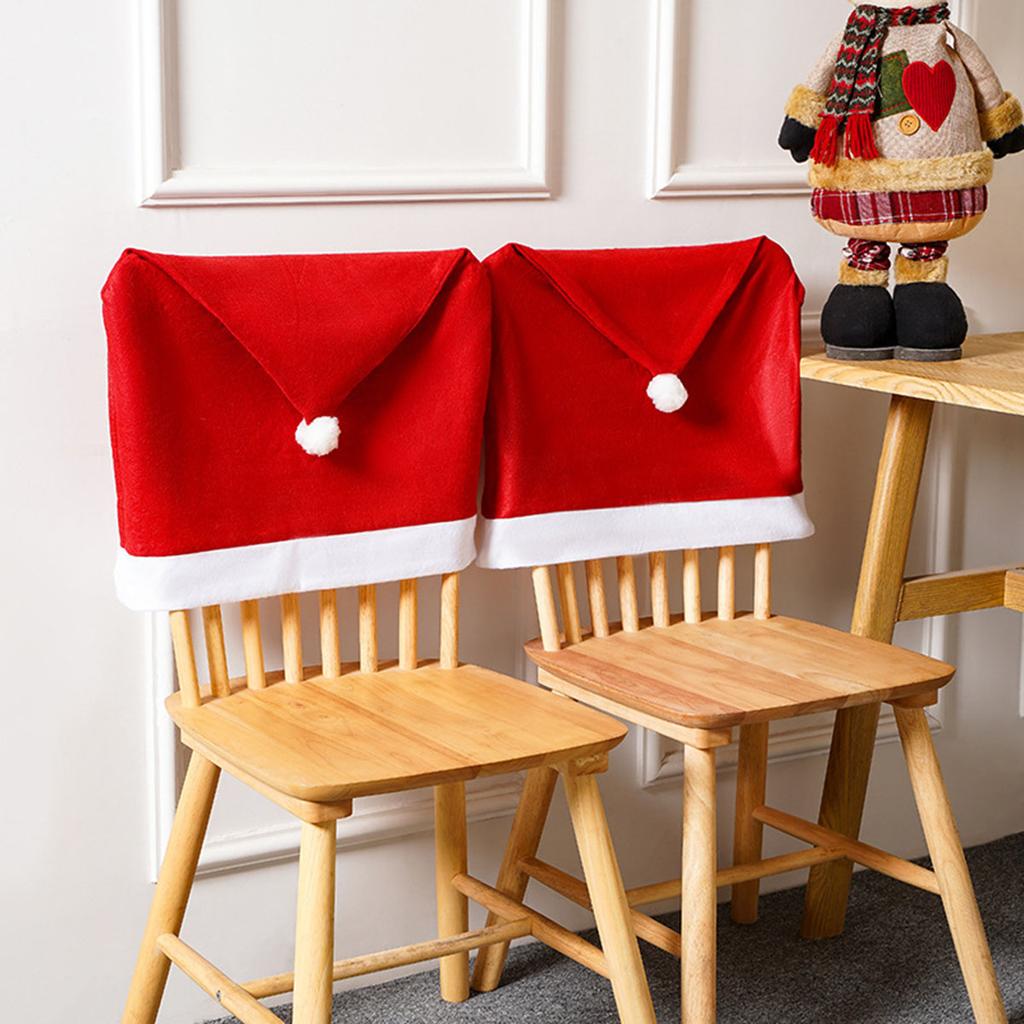 1pc Christmas Chair Covers - Red Non-Woven Fabrics Santa Claus Hat Chair Back Covers for Xmas Decor
